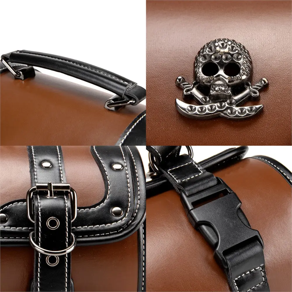 High Quality PU Leather Motorcycle Retro Saddlebags Side Bags Storage Tool Waterproof Side Bag Motorcycle Hanging Bag Universal