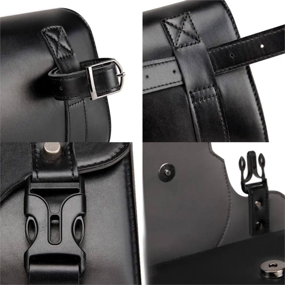 High Quality PU Leather Motorcycle Retro Saddlebags Side Bags Storage Tool Waterproof Side Bag Motorcycle Hanging Bag Universal