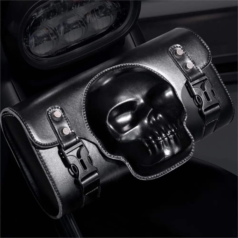High Quality PU Leather Motorcycle Retro Saddlebags Side Bags Storage Tool Waterproof Side Bag Motorcycle Hanging Bag Universal