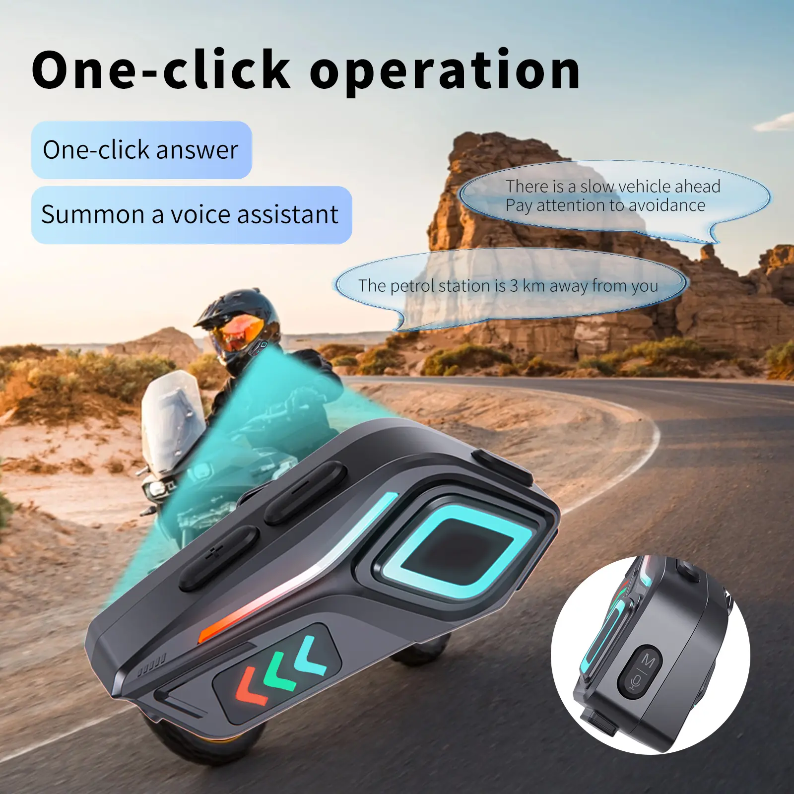 Wireless Motorcycle Helmet Headset HD Sound Interphone 40H Talk Time IPX8 Waterproof For Group Riding Bluetooth Headset V5.4