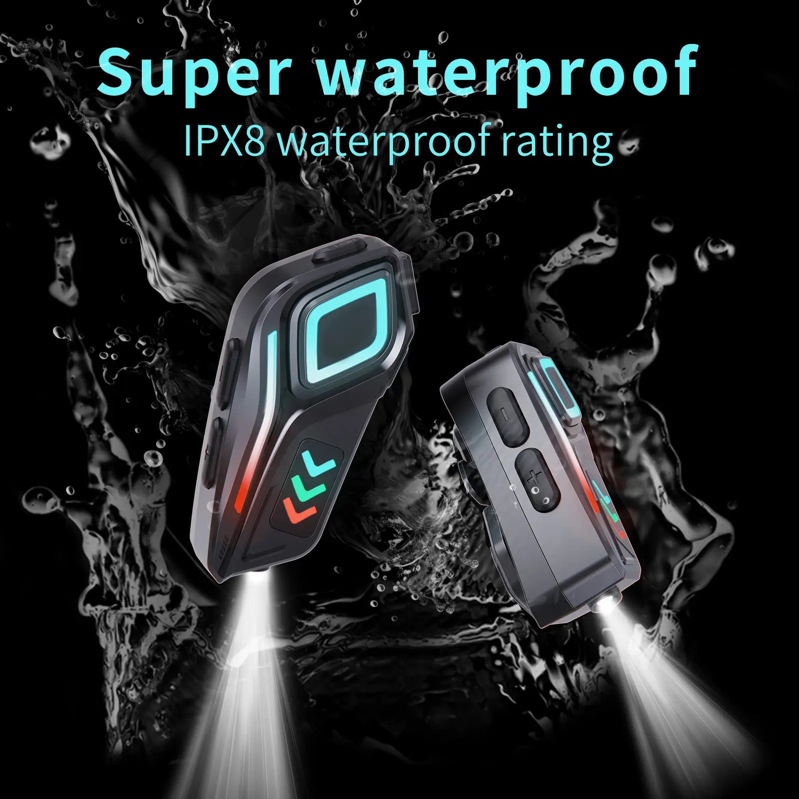 Wireless Motorcycle Helmet Headset HD Sound Interphone 40H Talk Time IPX8 Waterproof For Group Riding Bluetooth Headset V5.4
