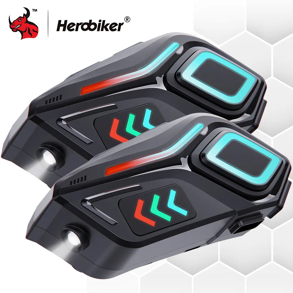 Wireless Motorcycle Helmet Headset HD Sound Interphone 40H Talk Time IPX8 Waterproof For Group Riding Bluetooth Headset V5.4