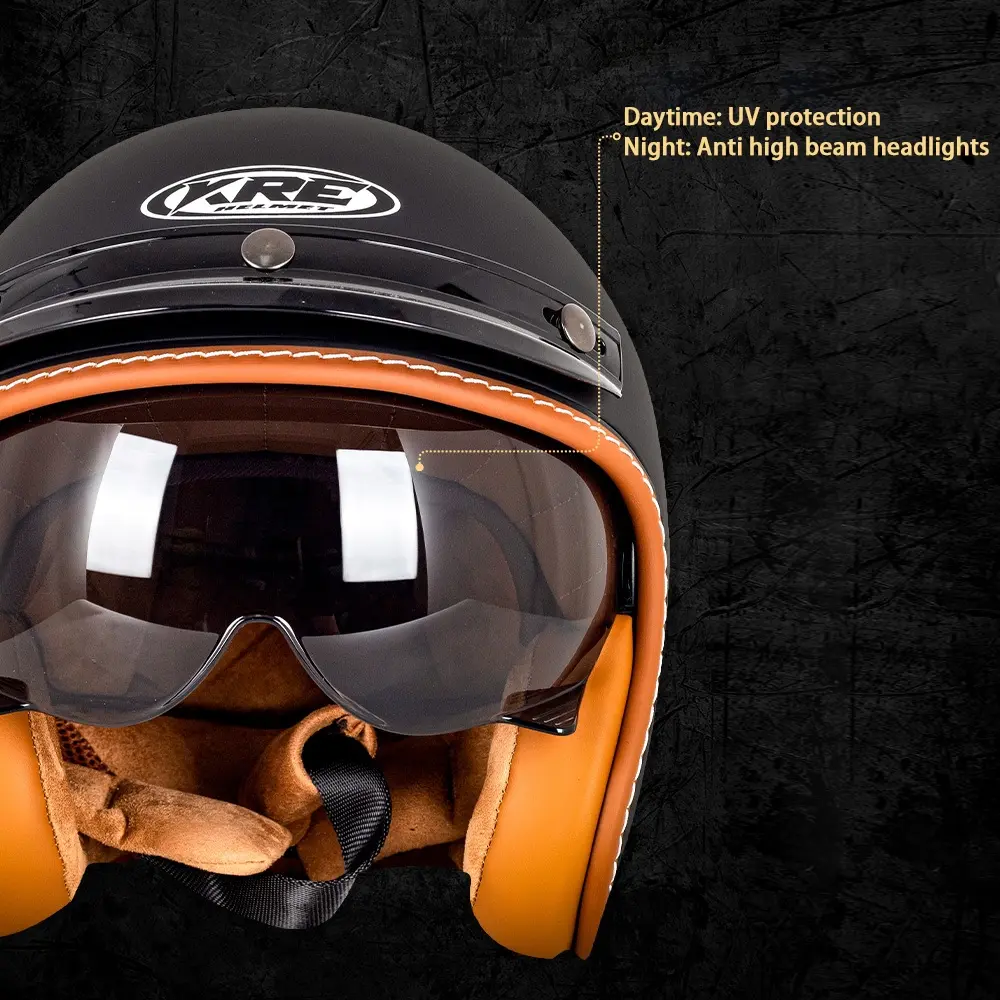Moto Half Helmet Motorcycle Open Face Helmet Vintage Fashion Safety Helmets Four Seasons General Safety Half Face Helmet S-2XL