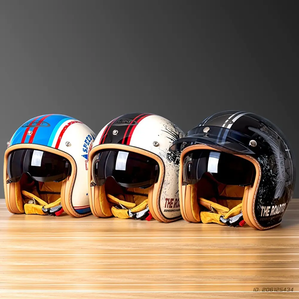 Motorcycle Helmet Three-quarters New Retro Half Helmet Four Seasons General Safety Helmet Men Women Unisex Scooter Moto Helmet