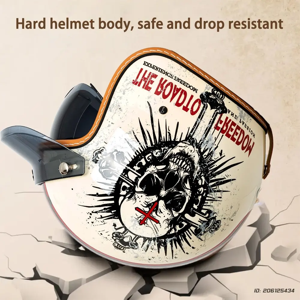 Motorcycle Helmet Three-quarters New Retro Half Helmet Four Seasons General Safety Helmet Men Women Unisex Scooter Moto Helmet