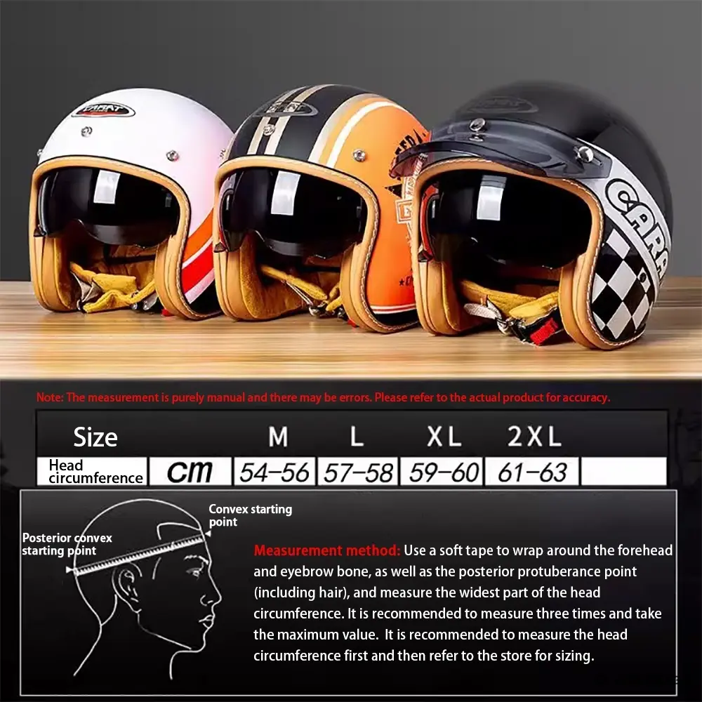 Motorcycle Helmet Three-quarters New Retro Half Helmet Four Seasons General Safety Helmet Men Women Unisex Scooter Moto Helmet