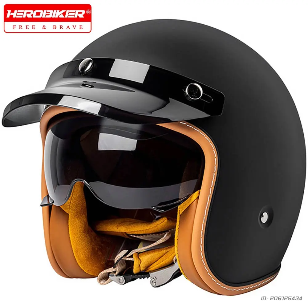 Retro Motorcycle Helmet 3/4 Open Face Helmets Casco Moto Electric Bike Pedal Helmet Motocross Cruise Riding Helmet For Men Women