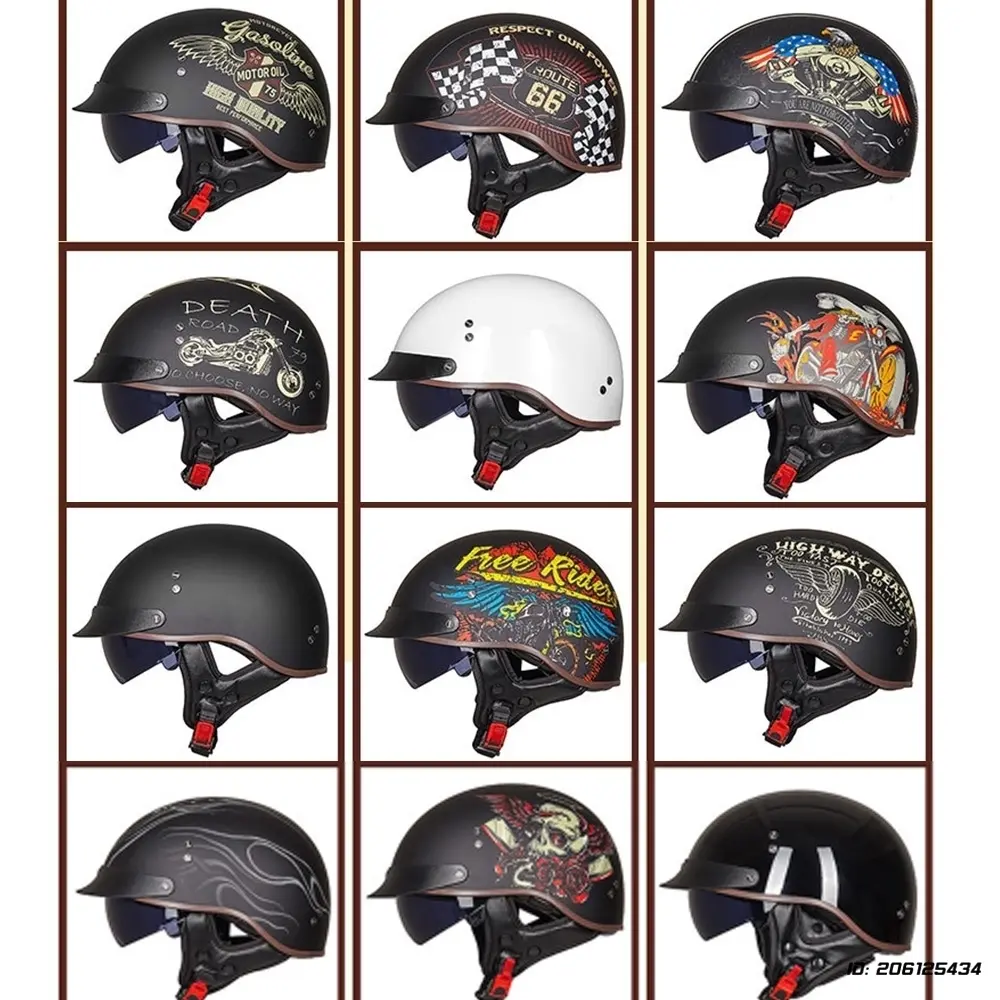 Motorcycle Helmet Casco Moto Half Helmet Open Face Half Moto Helmet Retro DOT Certification Capacete De Moto Motocross Helmet