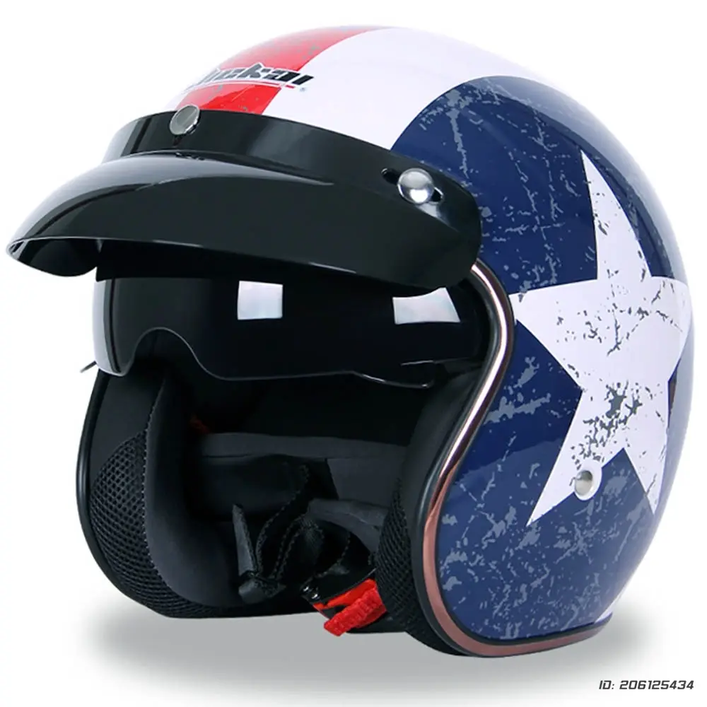 Retro 3/4 Motorcycle Helmet Casco Moto Summer Open Face DOT Certified Motorbike Half Helmet Universal Riding Electric Car Helmet