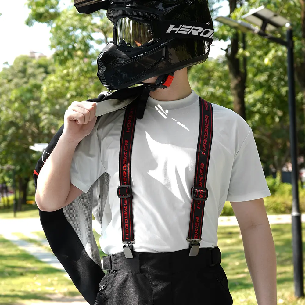 HEROBIKER Motorcycle Duty Braces Pant Suspenders High Elastic Adjustable Y Back Suspender Straps Motocross Pants Suspenders