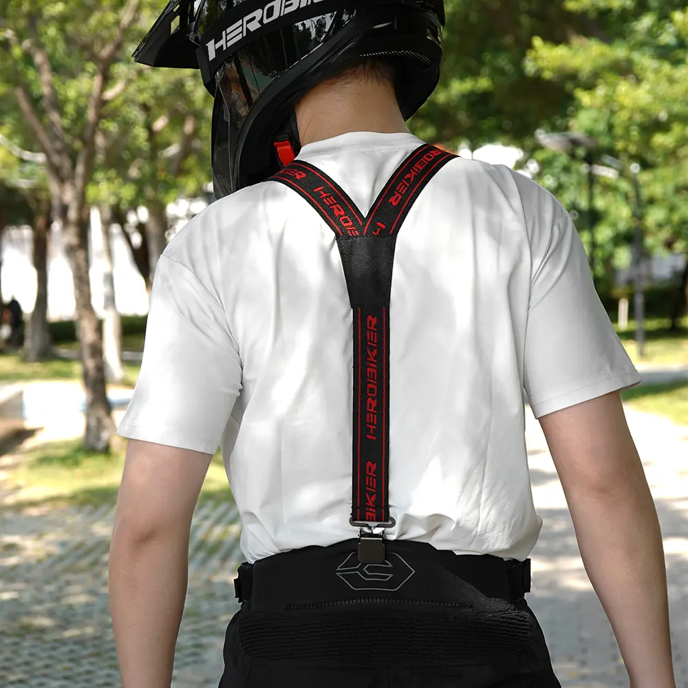 HEROBIKER Motorcycle Duty Braces Pant Suspenders High Elastic Adjustable Y Back Suspender Straps Motocross Pants Suspenders