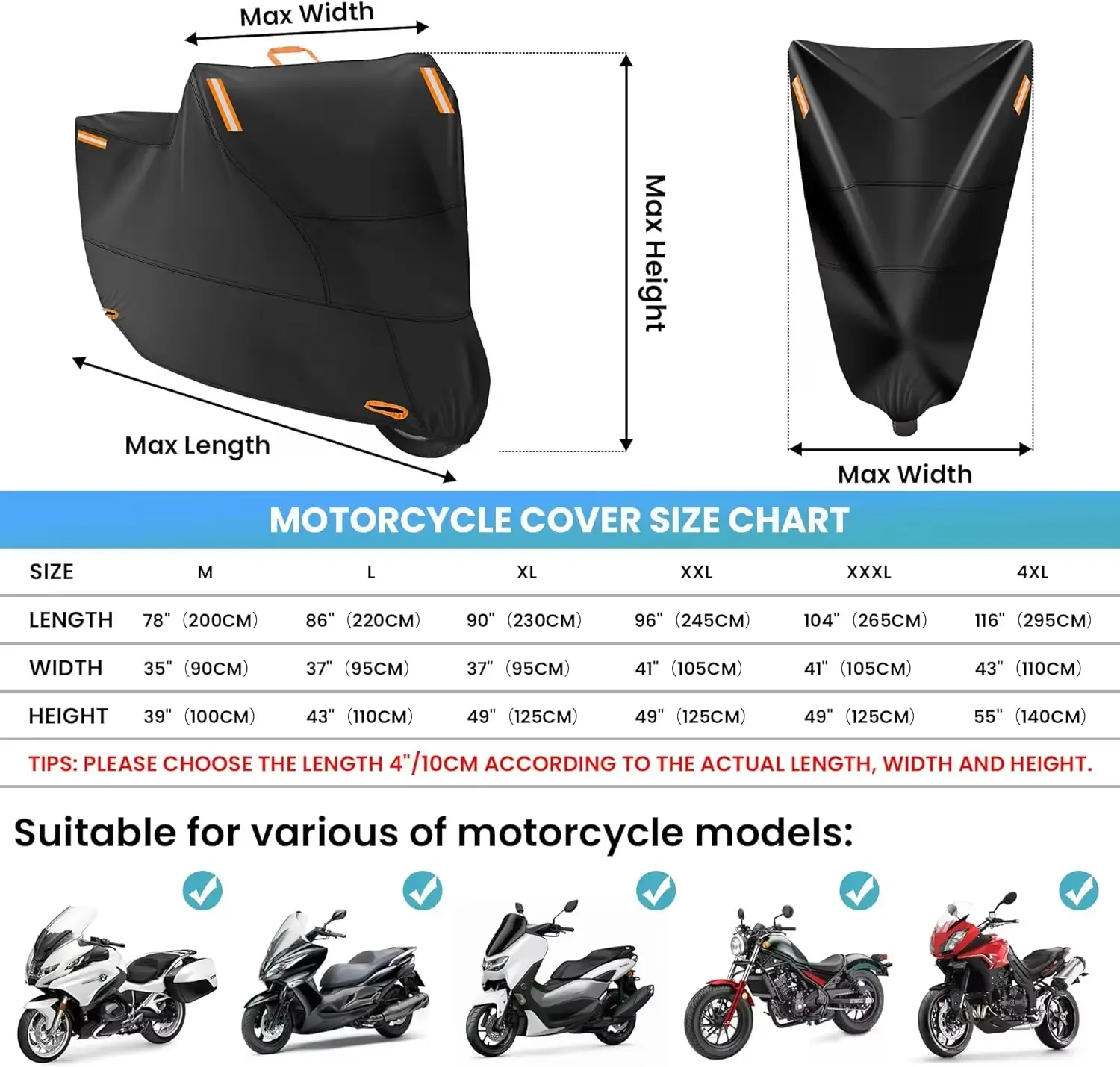 New Four Seasons Universal Motorcycle Cover Windproof Anti Theft And Rainproof 210D Oxford Cloth Off Road Motorcycle Cover