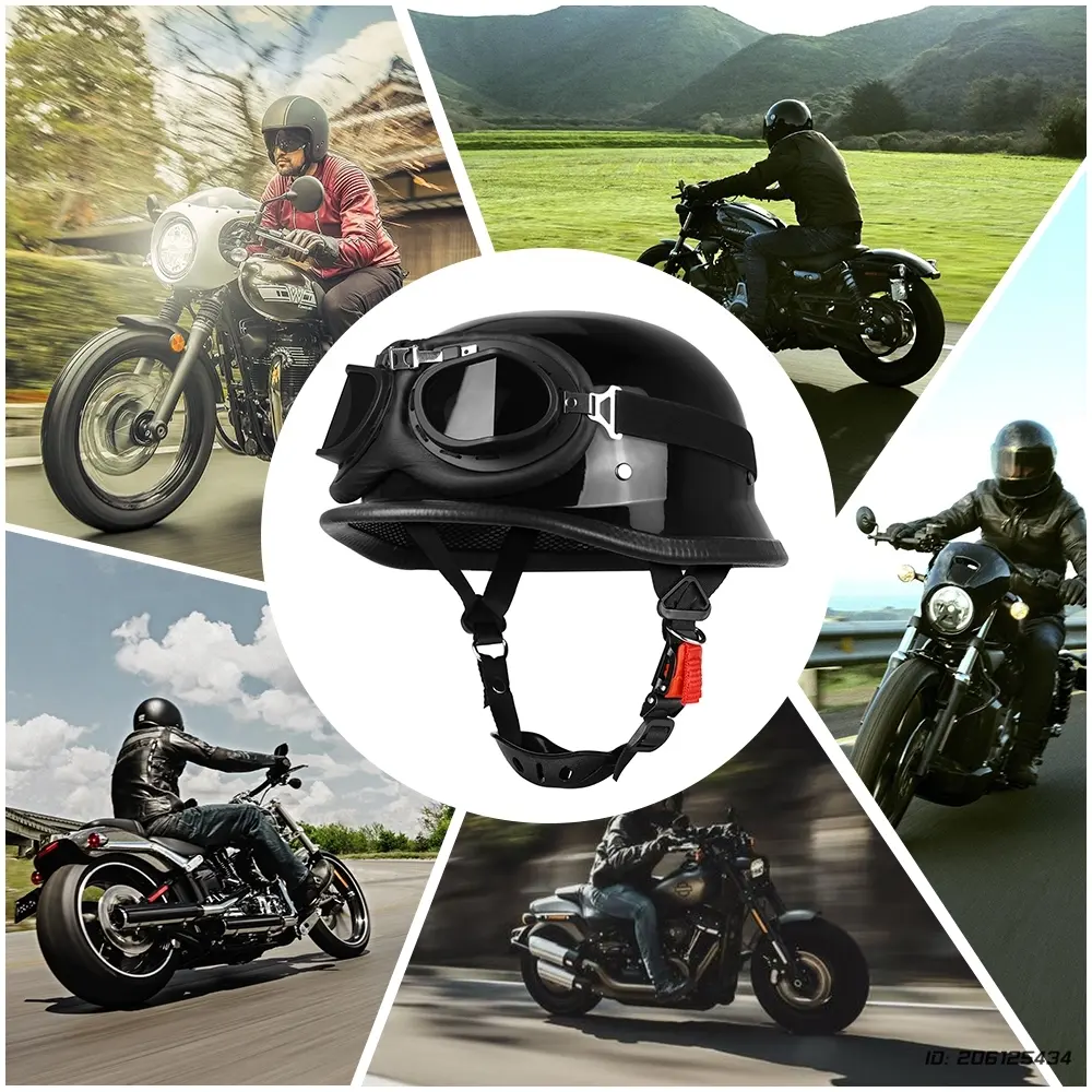 Helmets For Motorcycles Leather Style Pilot Safety Motocross Open Face Retro Helmet DOT Certification Moto Half Helmet S-XXL